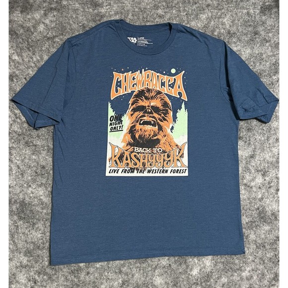 CHEWBACCA Star Wars T-Shirt Men’s L Blue Back To Kashyyyk Retro Graphics - Picture 1 of 12